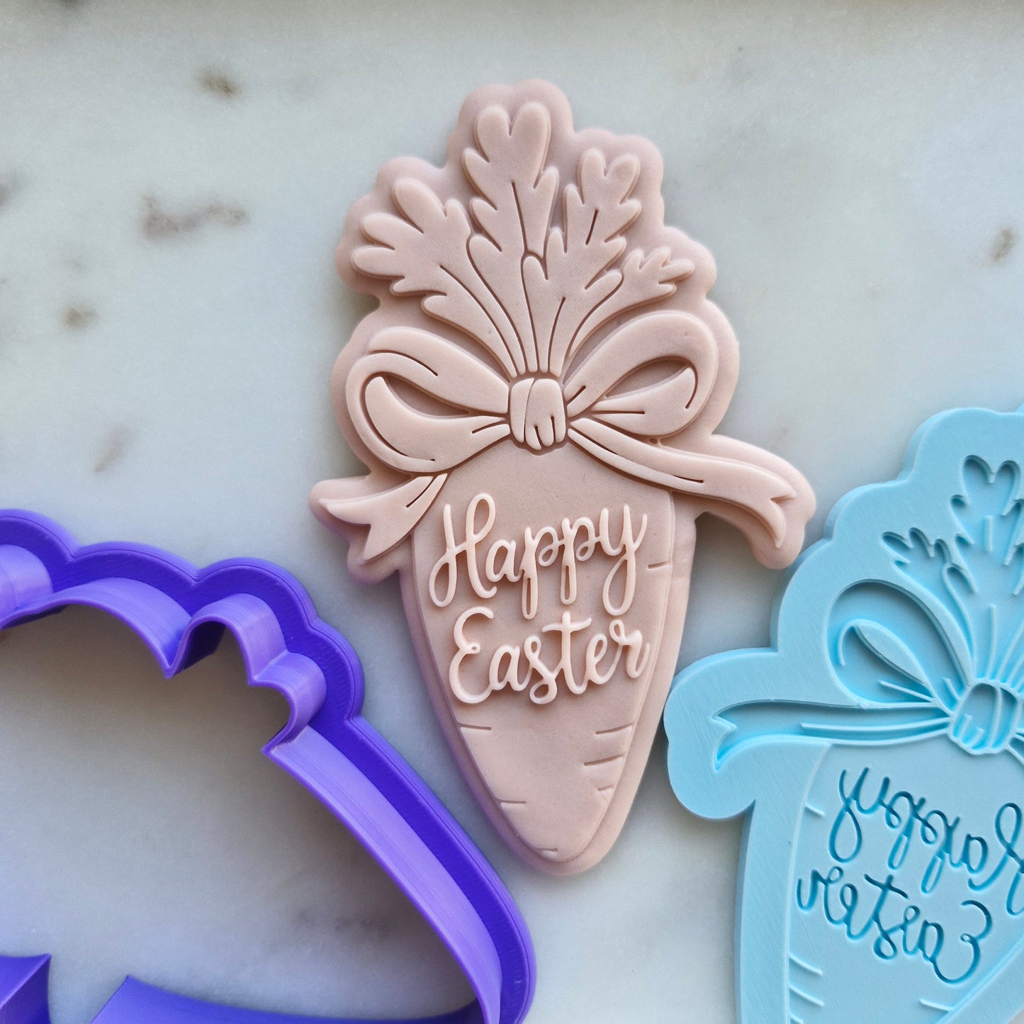 Happy Easter Carrot with Bow, Cookie Cutter and Stamp