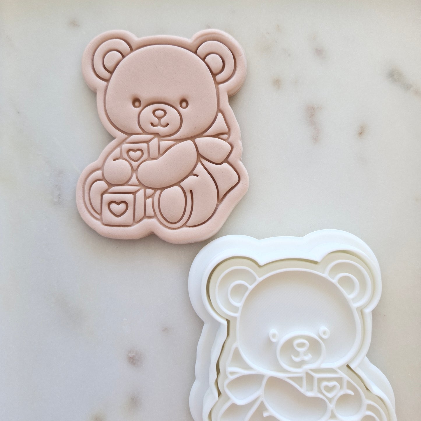 Baby Bear with Blocks Cookie Cutter and Stamp zoomed out