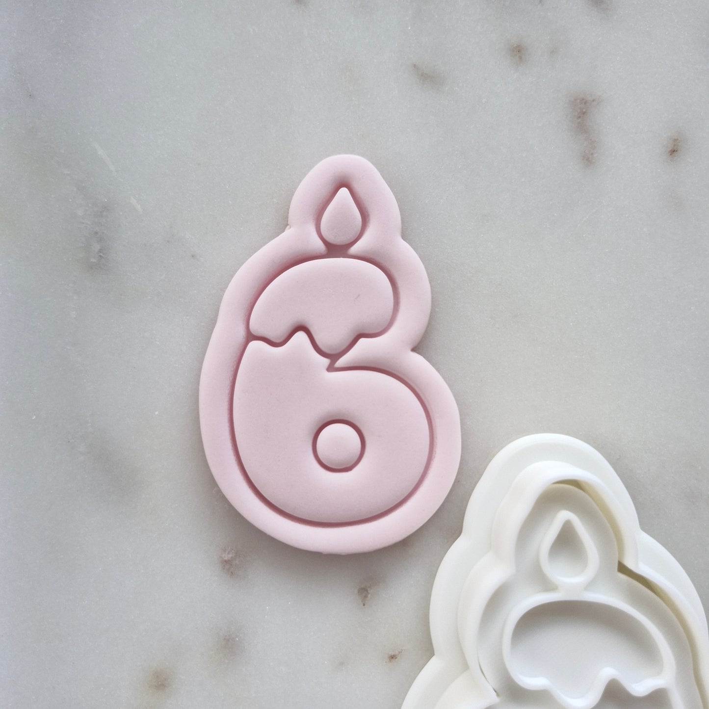 Birthday Candle Number 6 Cookie Cutter and Stamp zoomed in