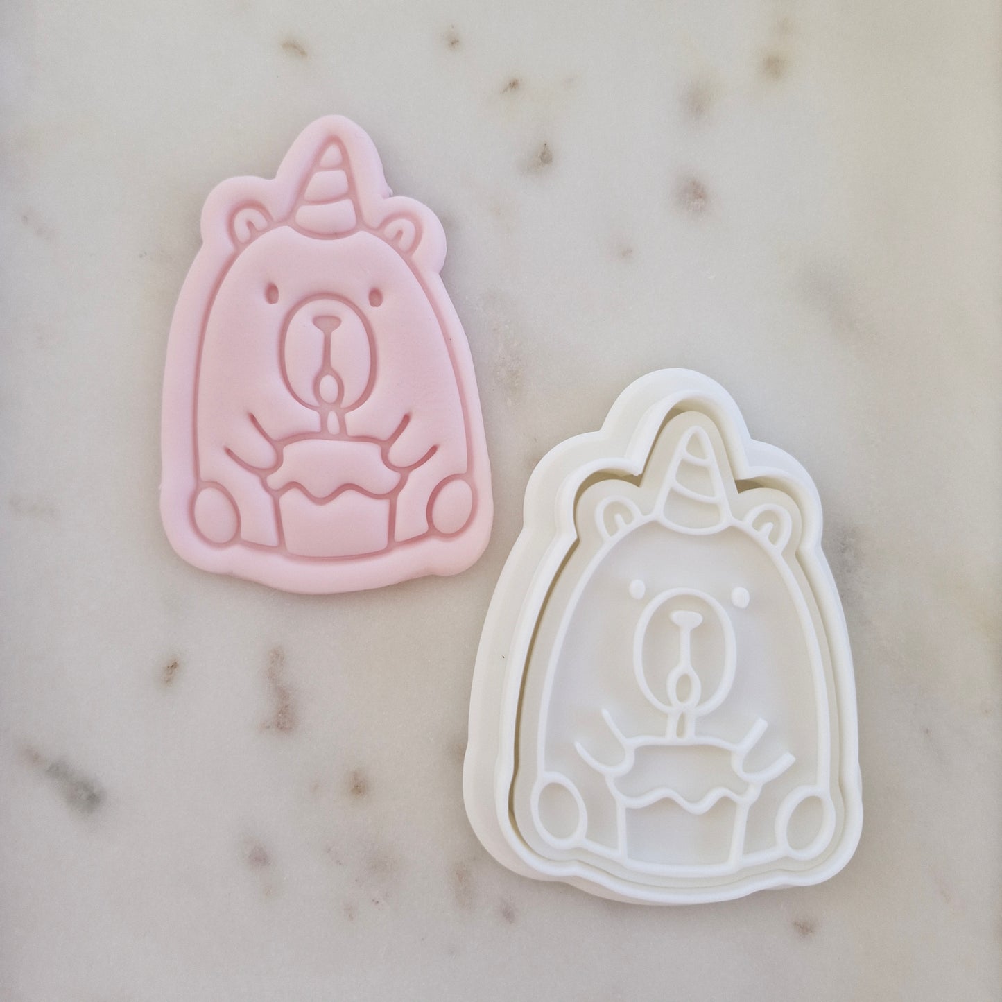 Capybara Holding Birthday Cake Cookie Cutter and Stamp zoomed out