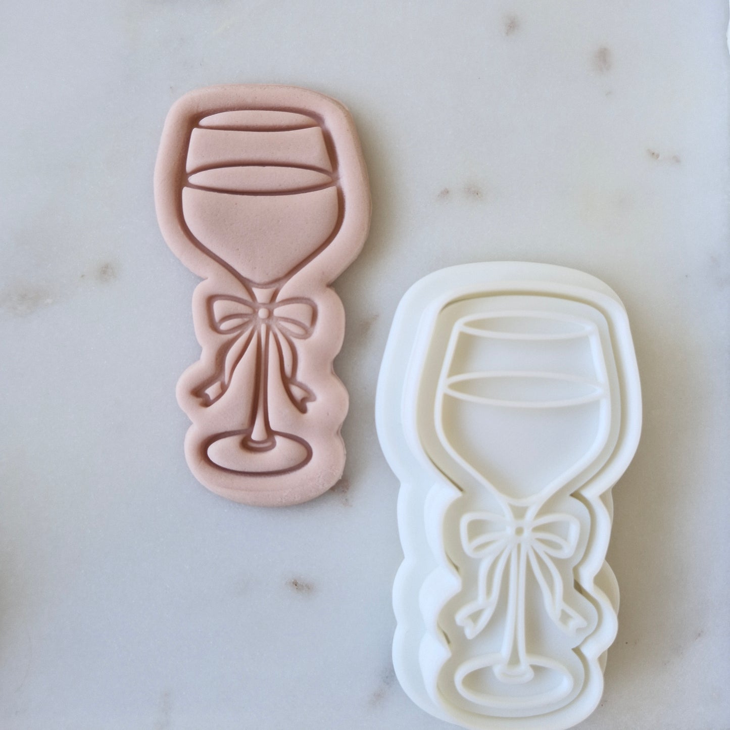 Champagne Glass with Bow Cookie Cutter and Stamp zoomed out