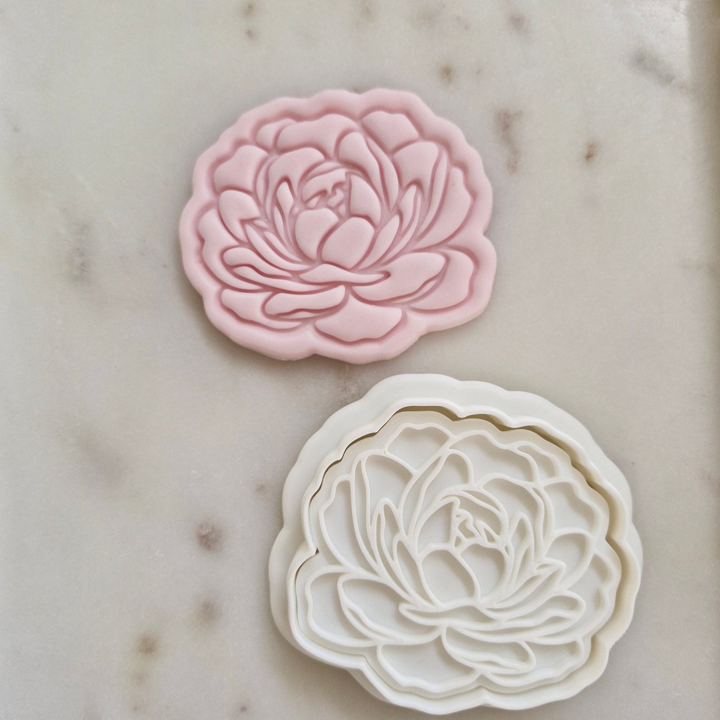 Blooming Peony Cookie Cutter and Stamp zoomed out