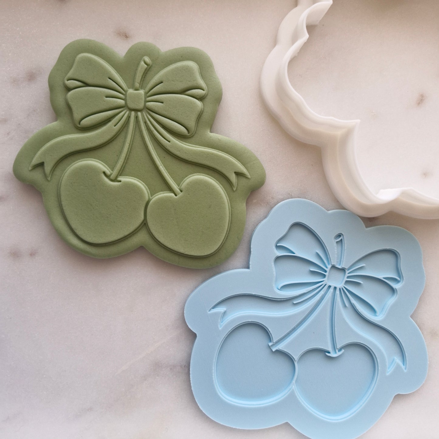 Cherry Hearts with Bow, Cookie Cutter and Stamp