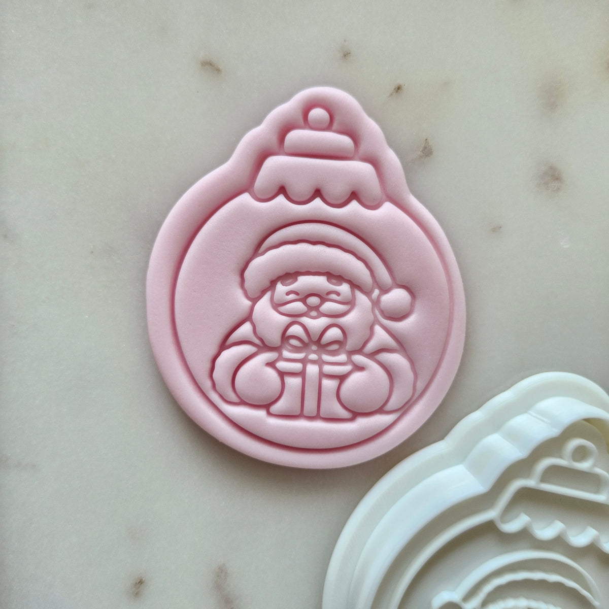 Santa Bauble Cookie Cutter and Stamp zoomed in