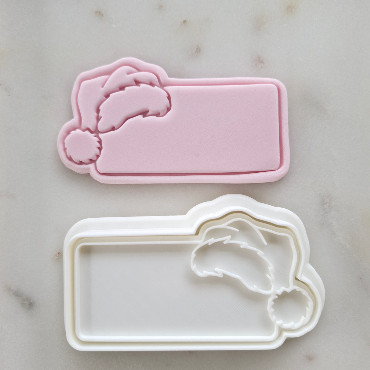 Santa Hat Plaque Cookie Cutter and Stamp zoomed out