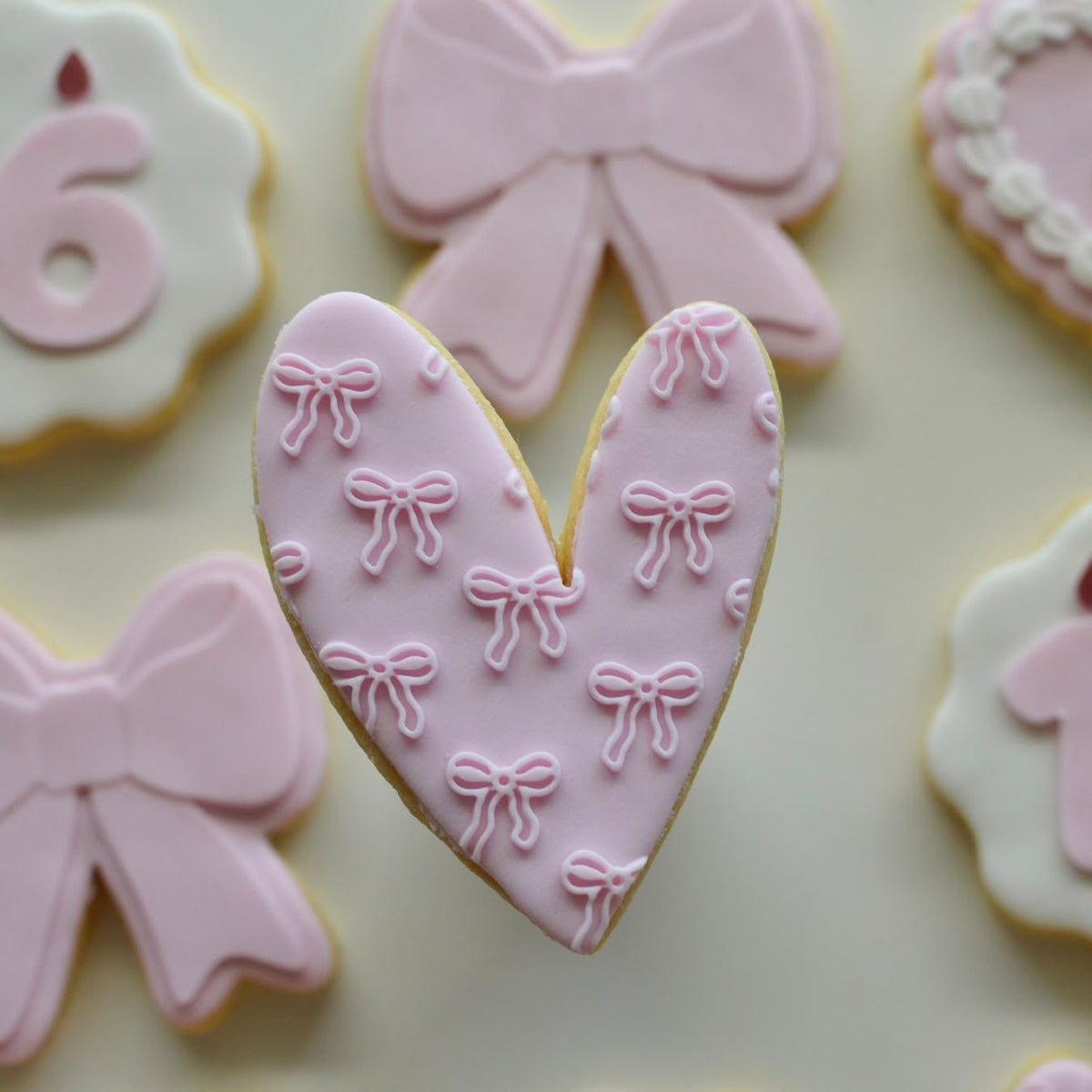 Customised Number Birthday Set Cookie Cutter and Stamp deboss pattern heart cake Bow Pattern Deboss Stamp Plate