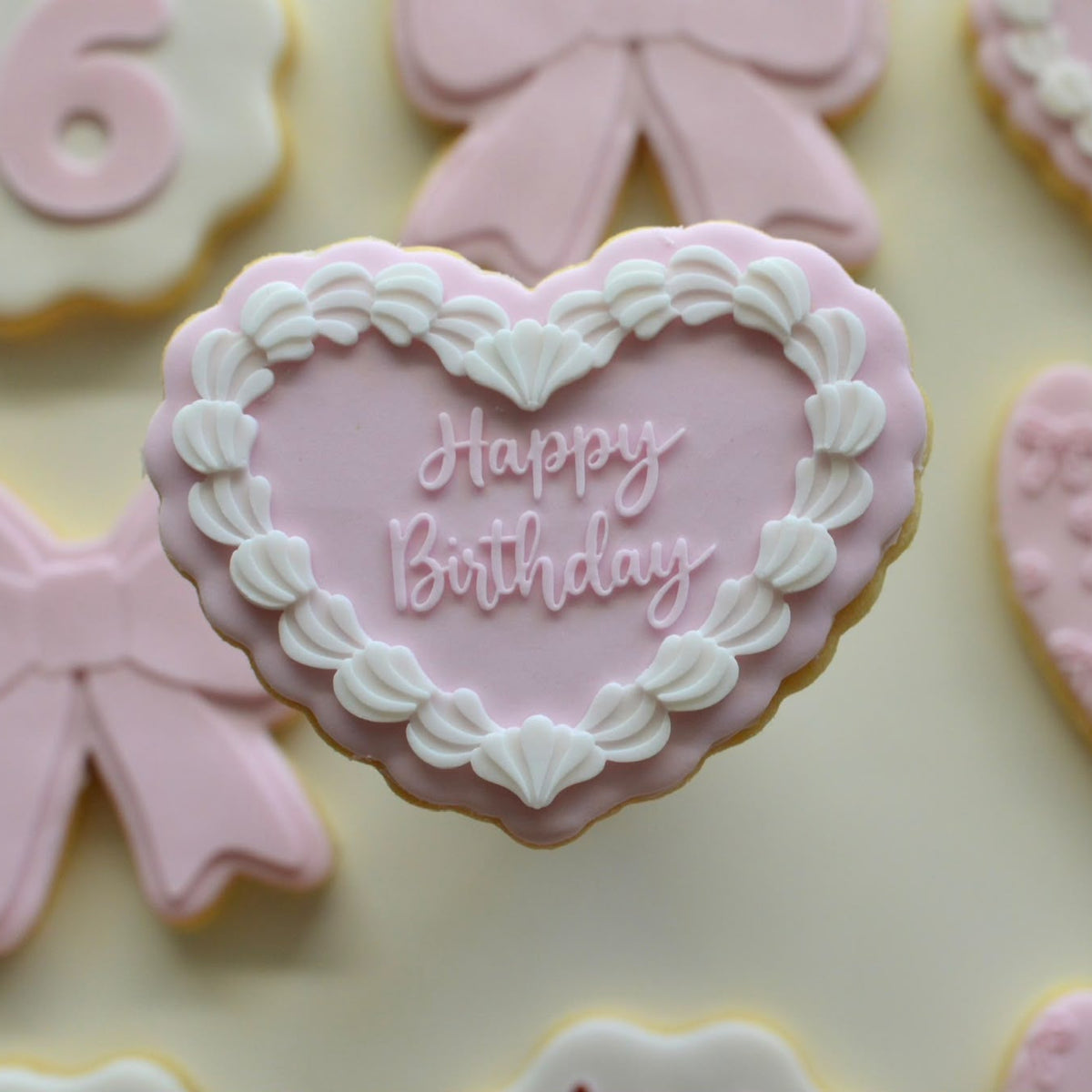 Retro Vintage Heart Happy Birthday Cookie Cutter and Stamp Customised Number Birthday Set Cookie Cutter and Stamp heart