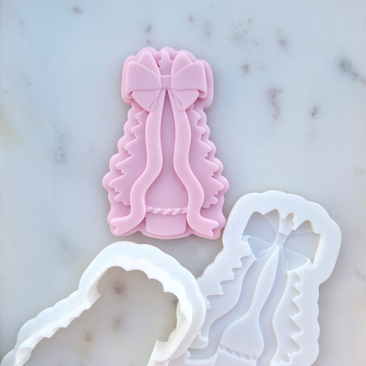 Coquette Christmas Tree Cookie Cutter and Deboss Stamp zoomed out