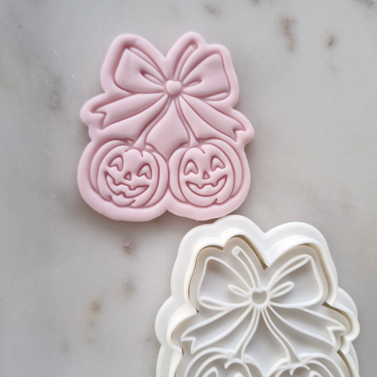 Pumpkin Cherries with Bow Cookie Cutter and Stamp zoomed out