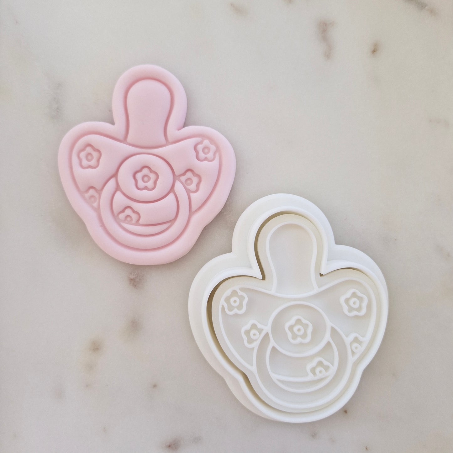 Daisy Baby Pacifier Cookie Cutter and Stamp zoomed out