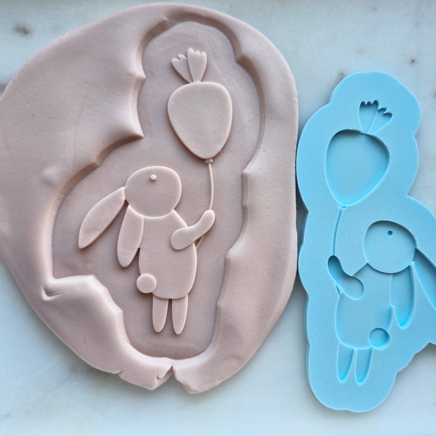 Bunny with Carrot Balloon, Cookie Cutter and Stamp