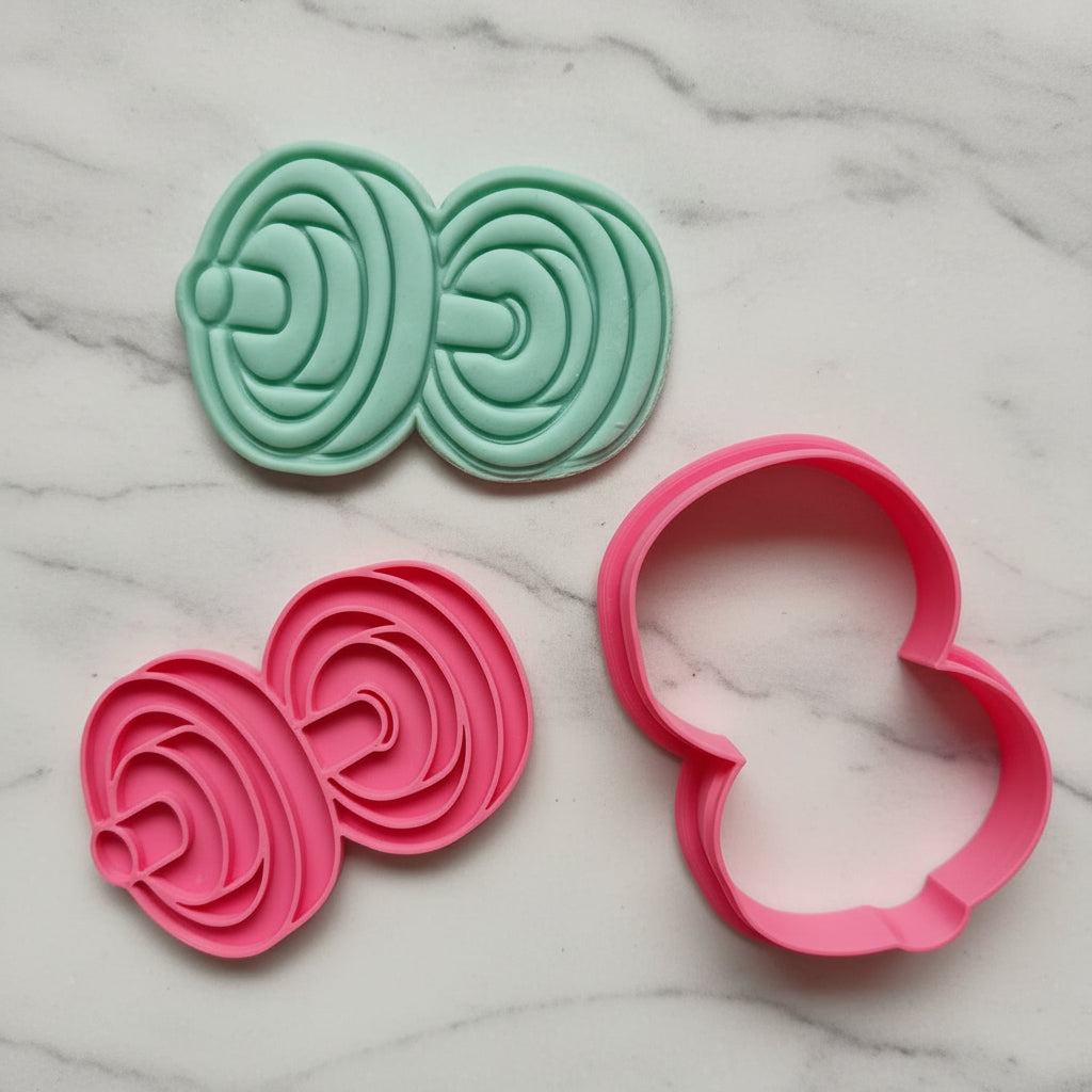 Dumbbell Cookie Cutter and Stamp