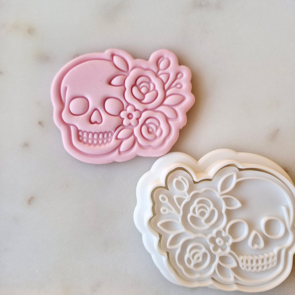 Floral Skull Cookie Cutter and Stamp zoomed out