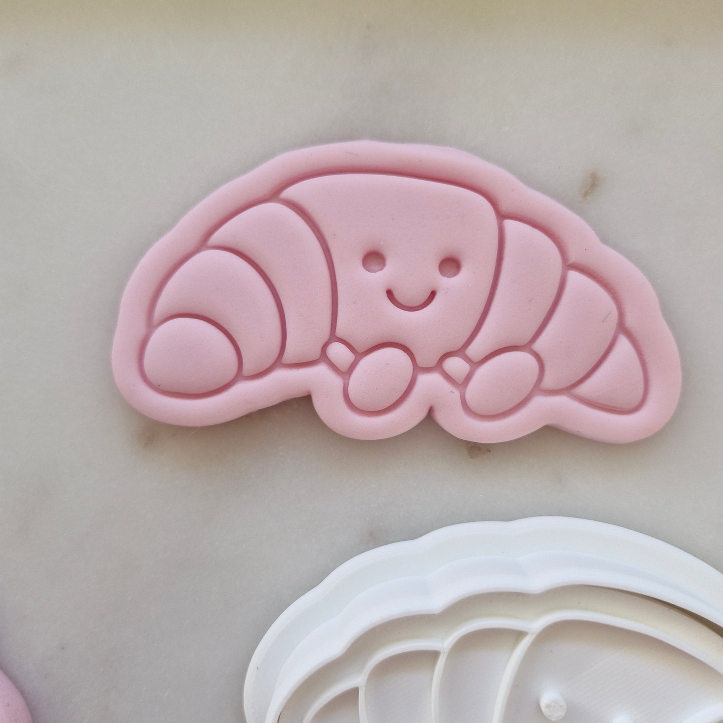 Croissant Plush Cookie Cutter and Stamp zoomed in