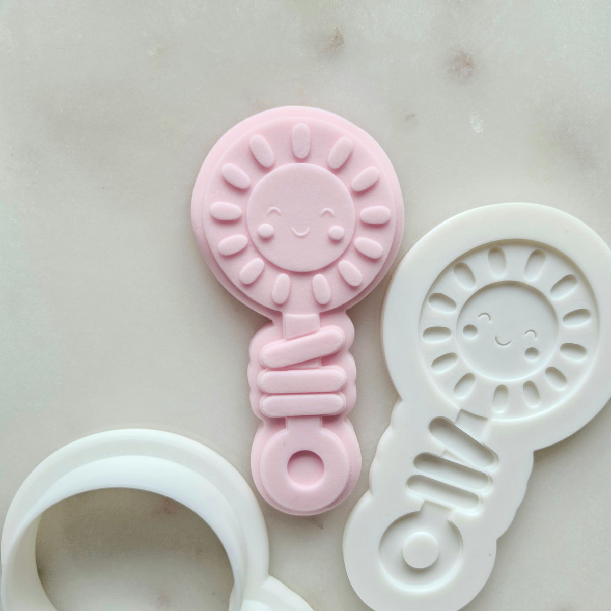 Blushing Sun Baby Rattle Cookie Cutter and Stamp zoomed out
