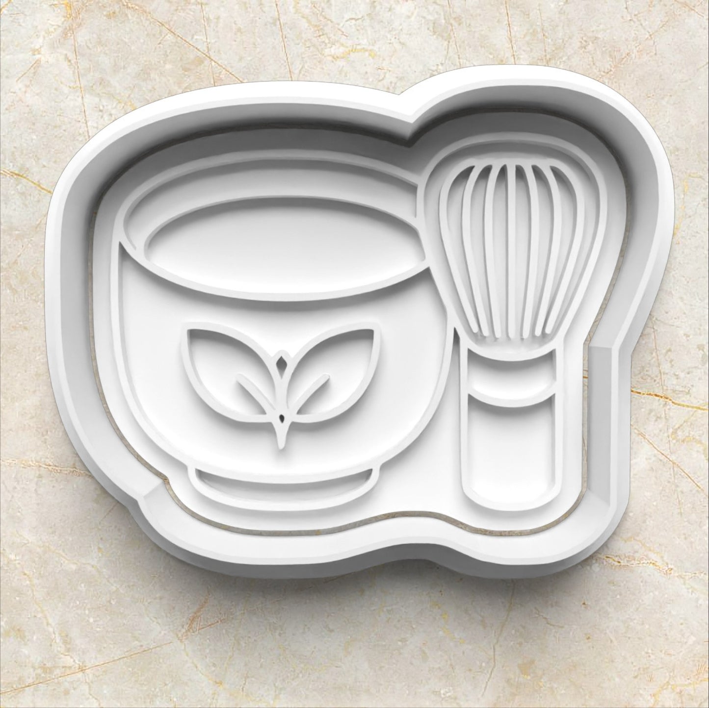 Matcha Set Cookie Cutter and Stamp matcha bowl and whisk