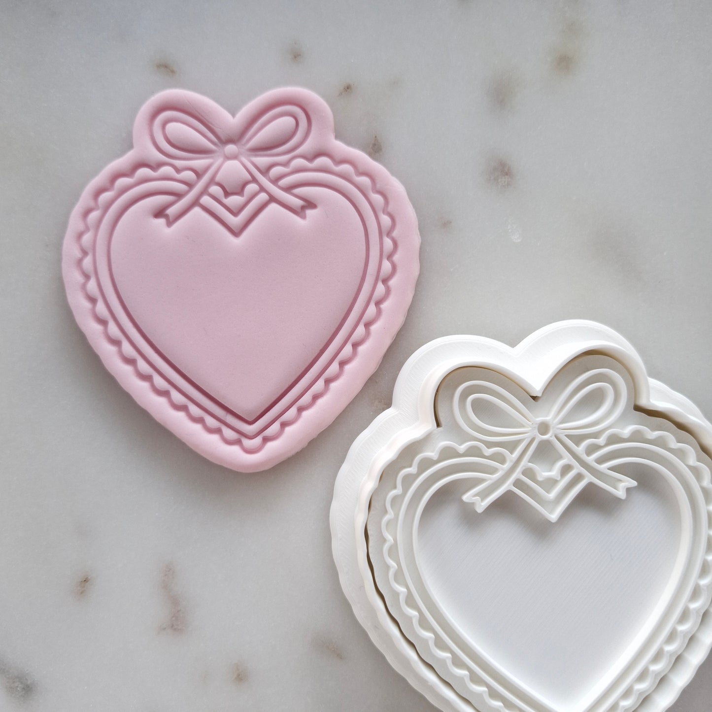 Heart Frame with Bow Cookie Cutter and Stamp zoomed out