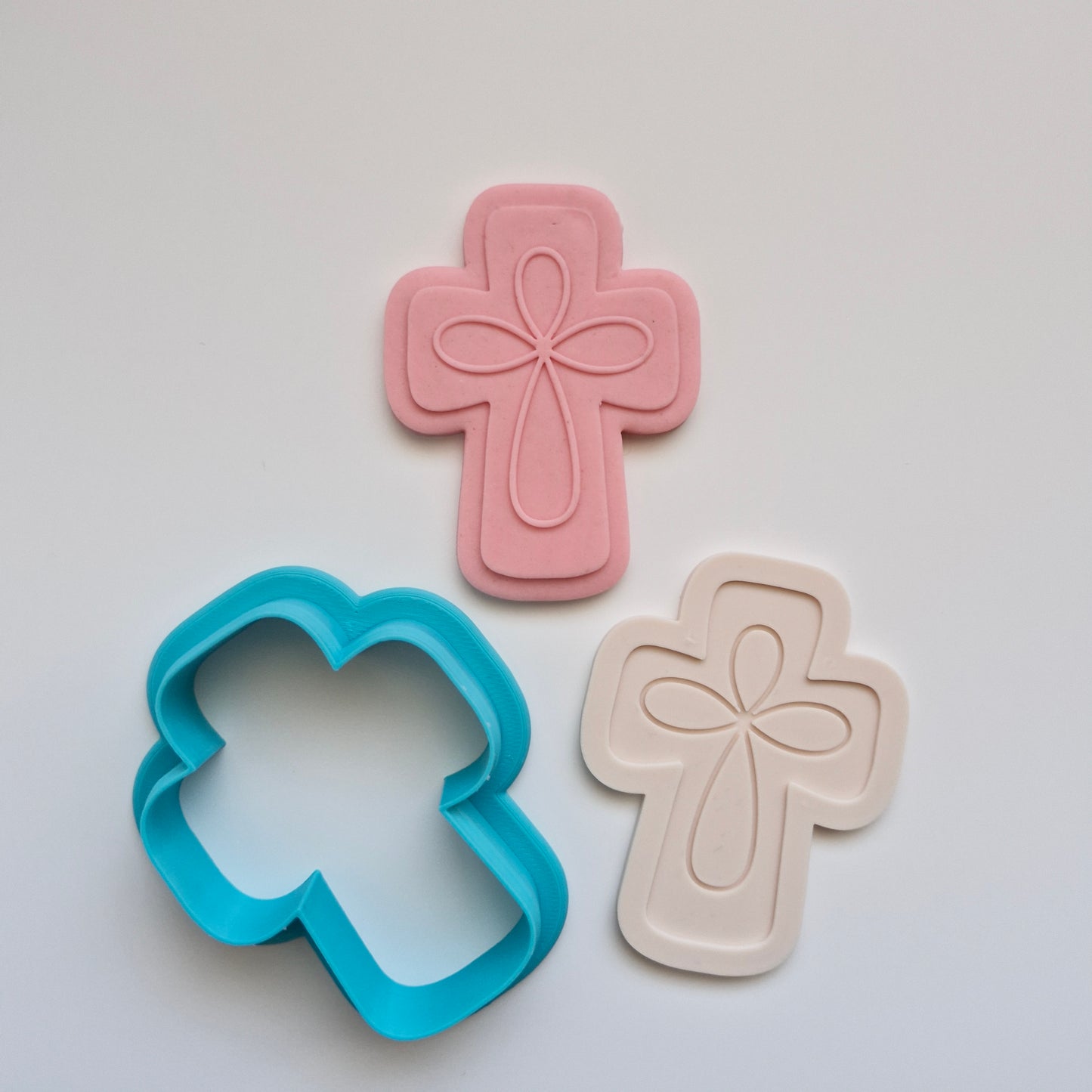 Cross Cookie Cutter and Deboss Stamp - Baking Tool on white background