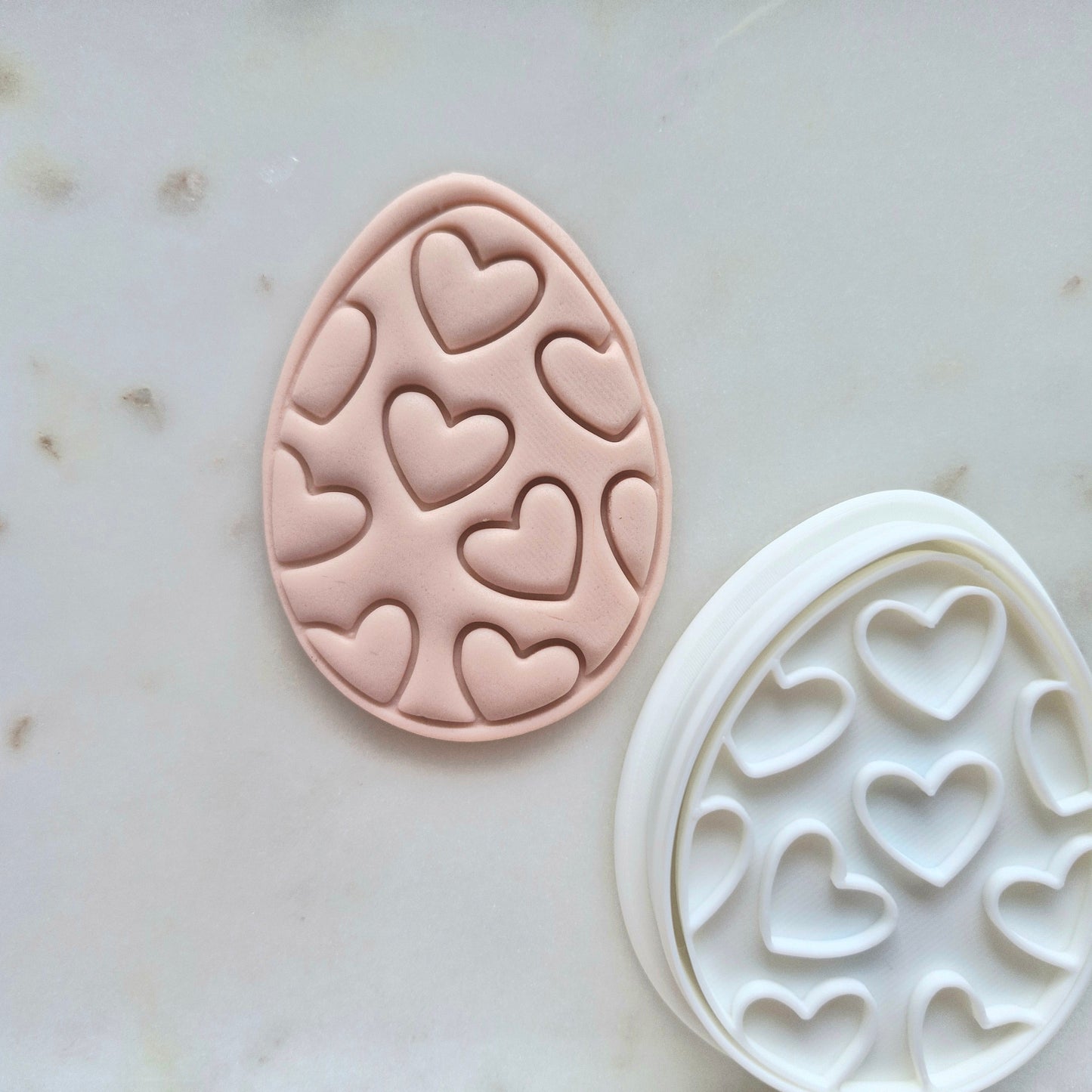 Egg with Love Hearts Cookie Cutter and Stamp