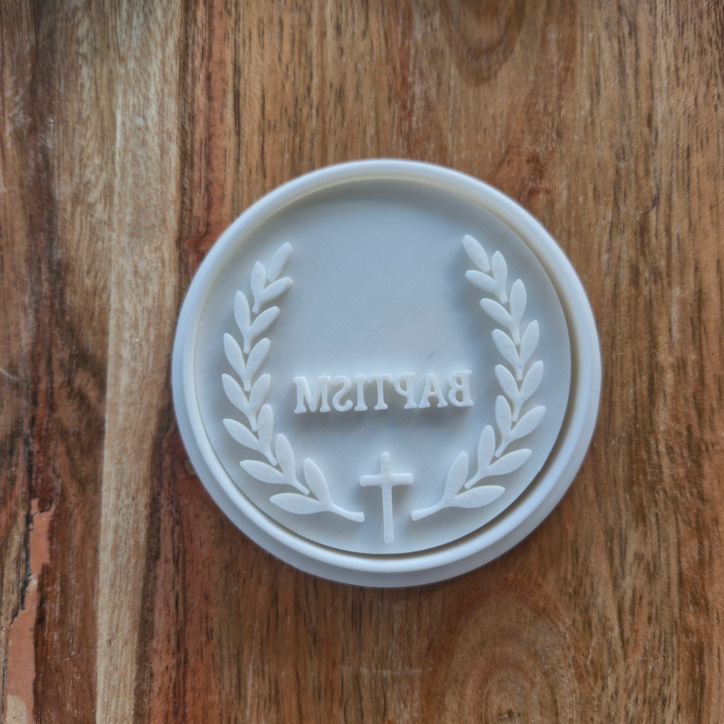 Sale Baptism with Leaf Wreath Cookie Cutter and Stamp