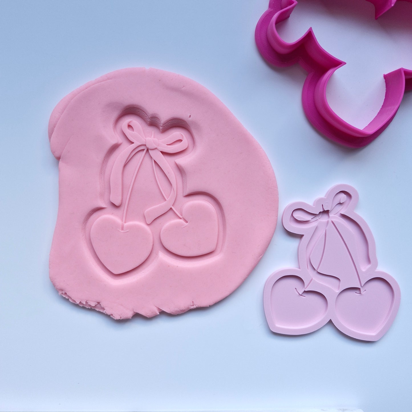 Cherry Hearts with Bow Cookie Cutter and Stamp