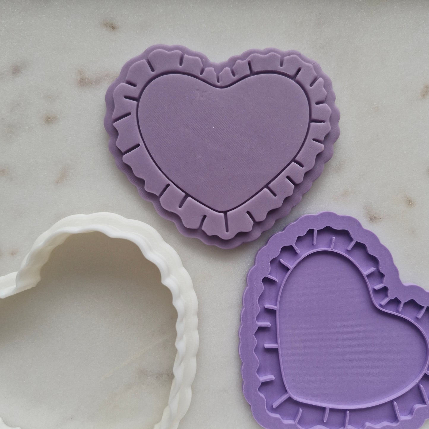 Heart with Frills Cookie Cutter and Deboss Stamp