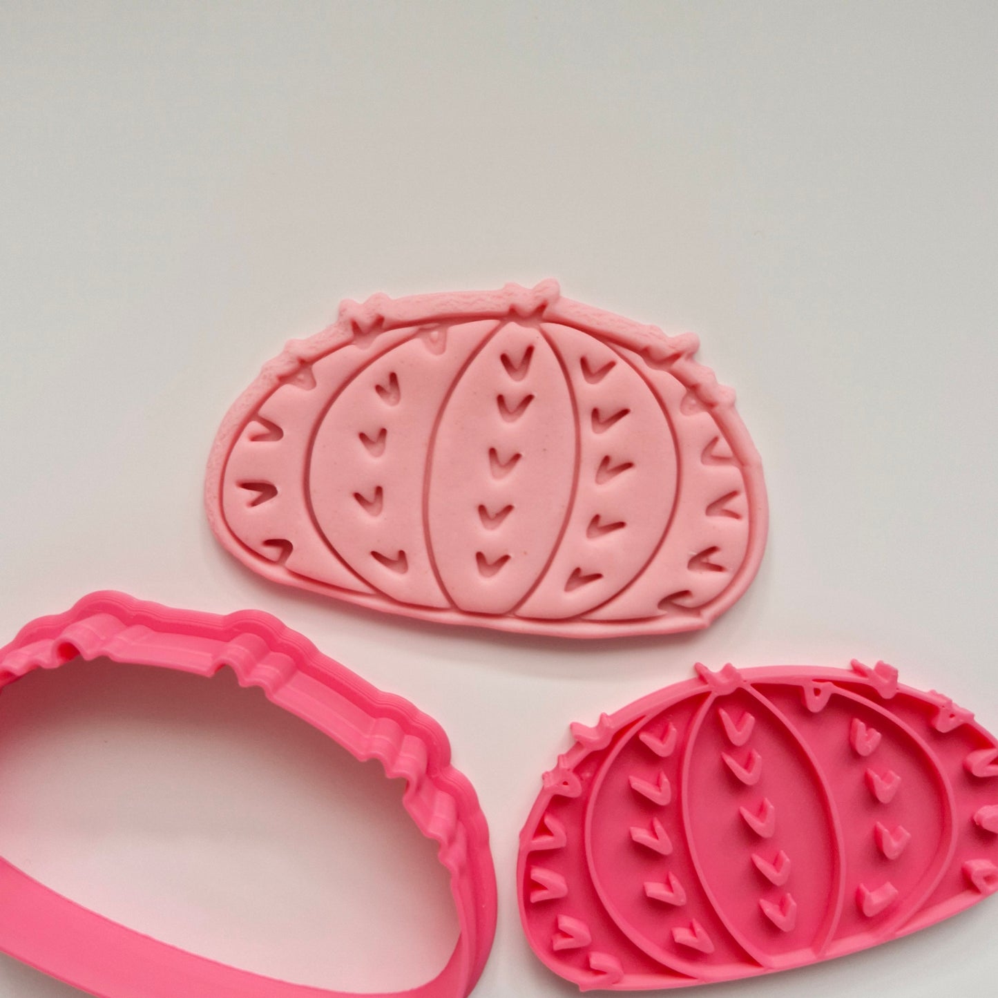 Round Cactus Cookie Cutter and Emboss Stamp - Baking Tool on white background