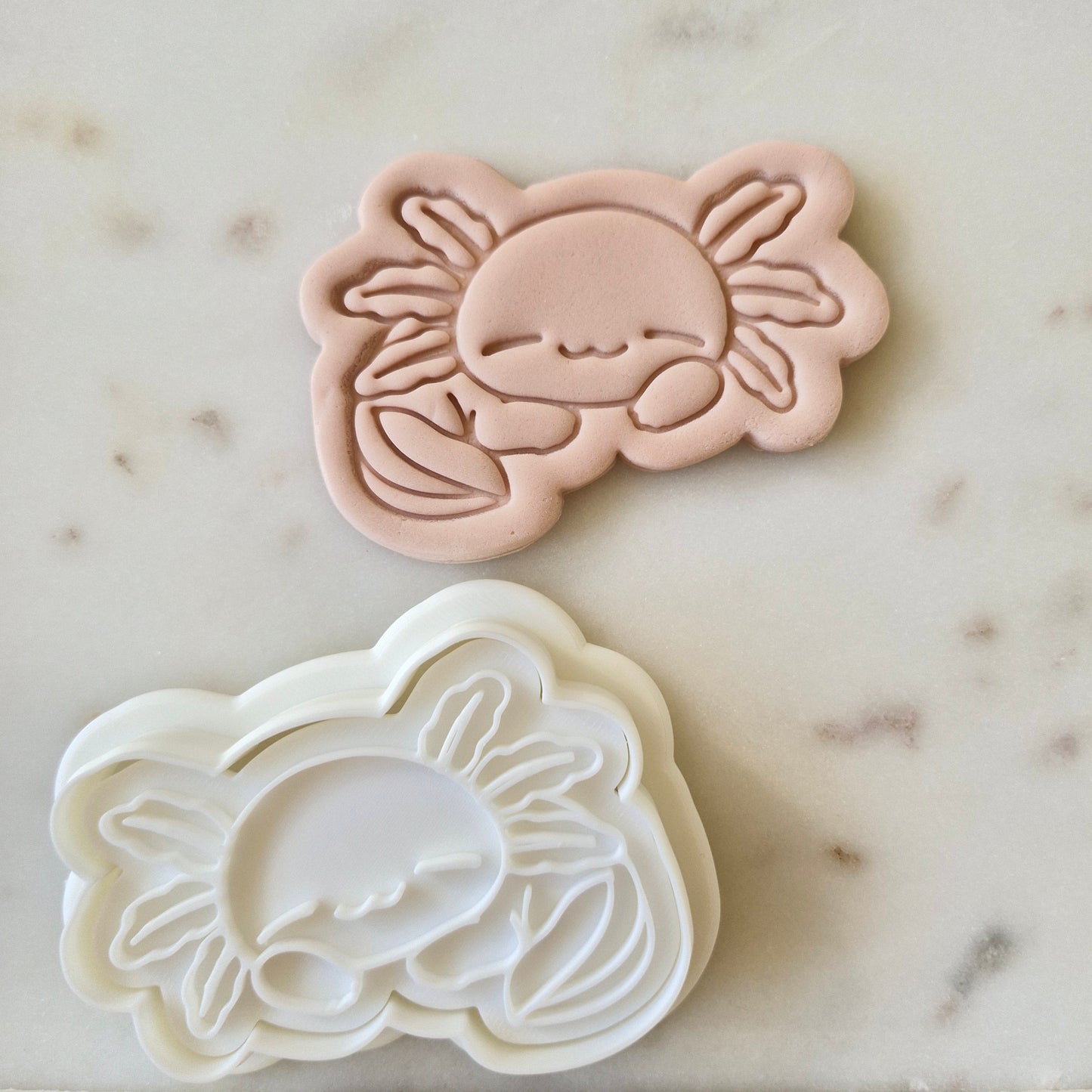 Sleeping Axolotl Cookie Cutter and Stamp zoomed out