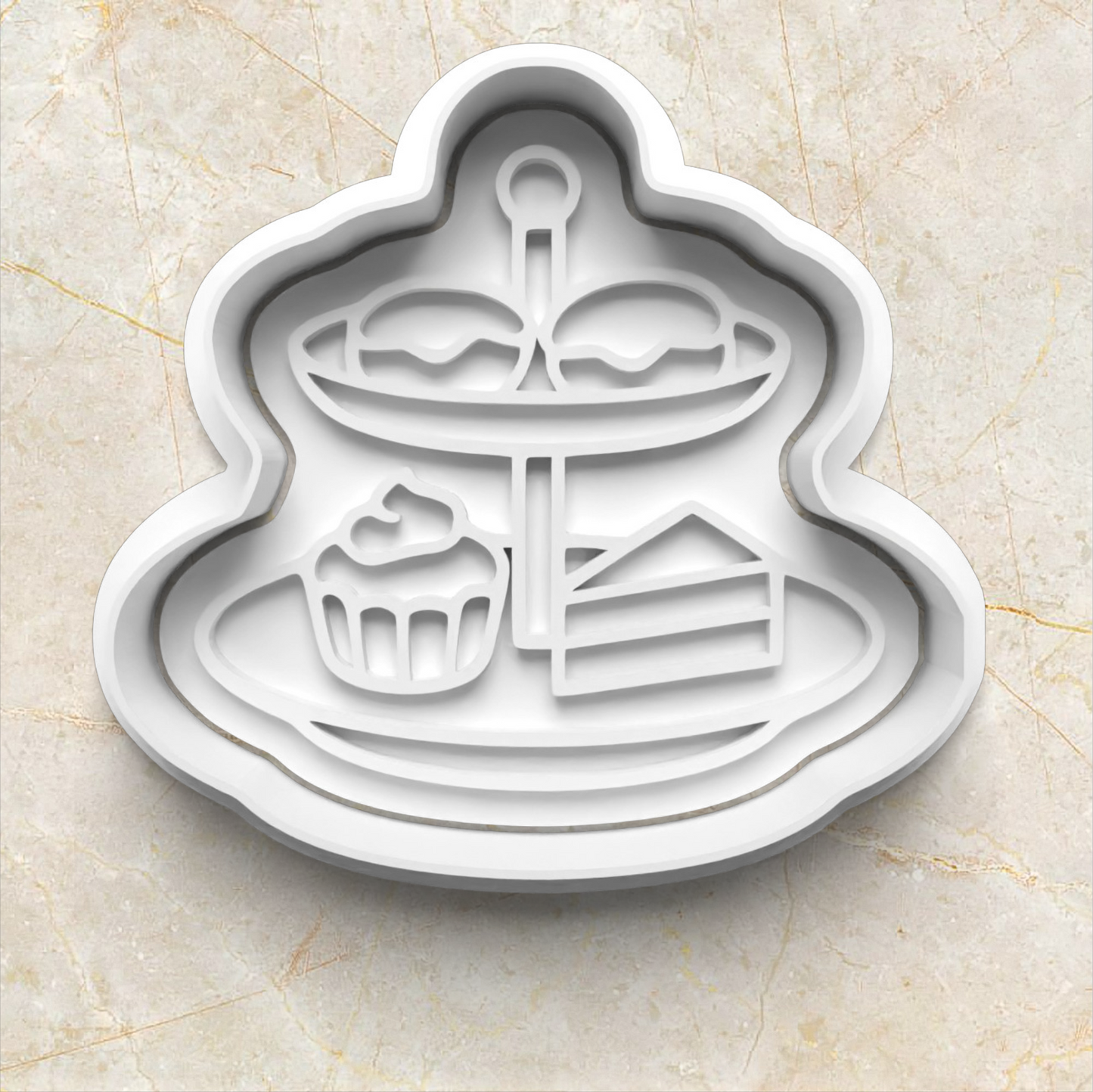 Tea Time Cookie Cutter and Stamp tier cake stand
