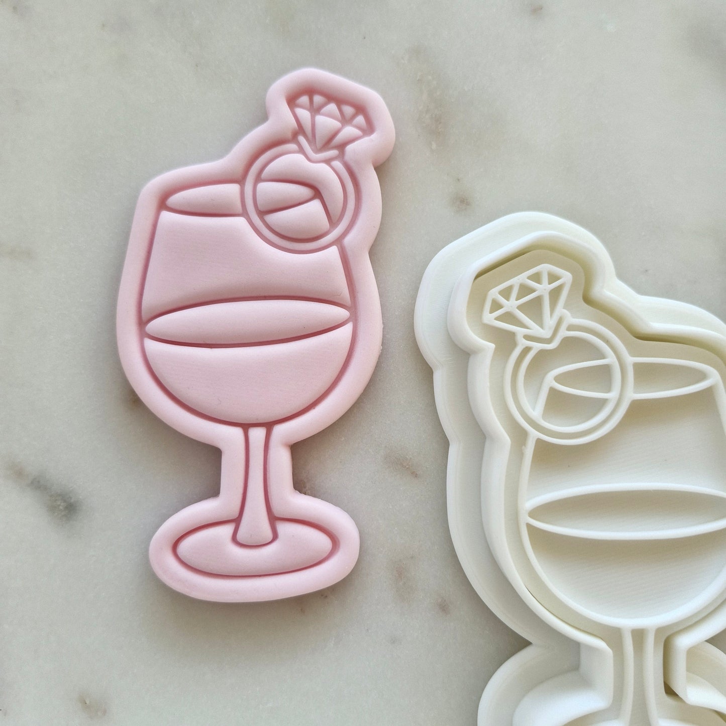 Wine Glass with Diamond Ring Cookie Cutter and Stamp zoomed out