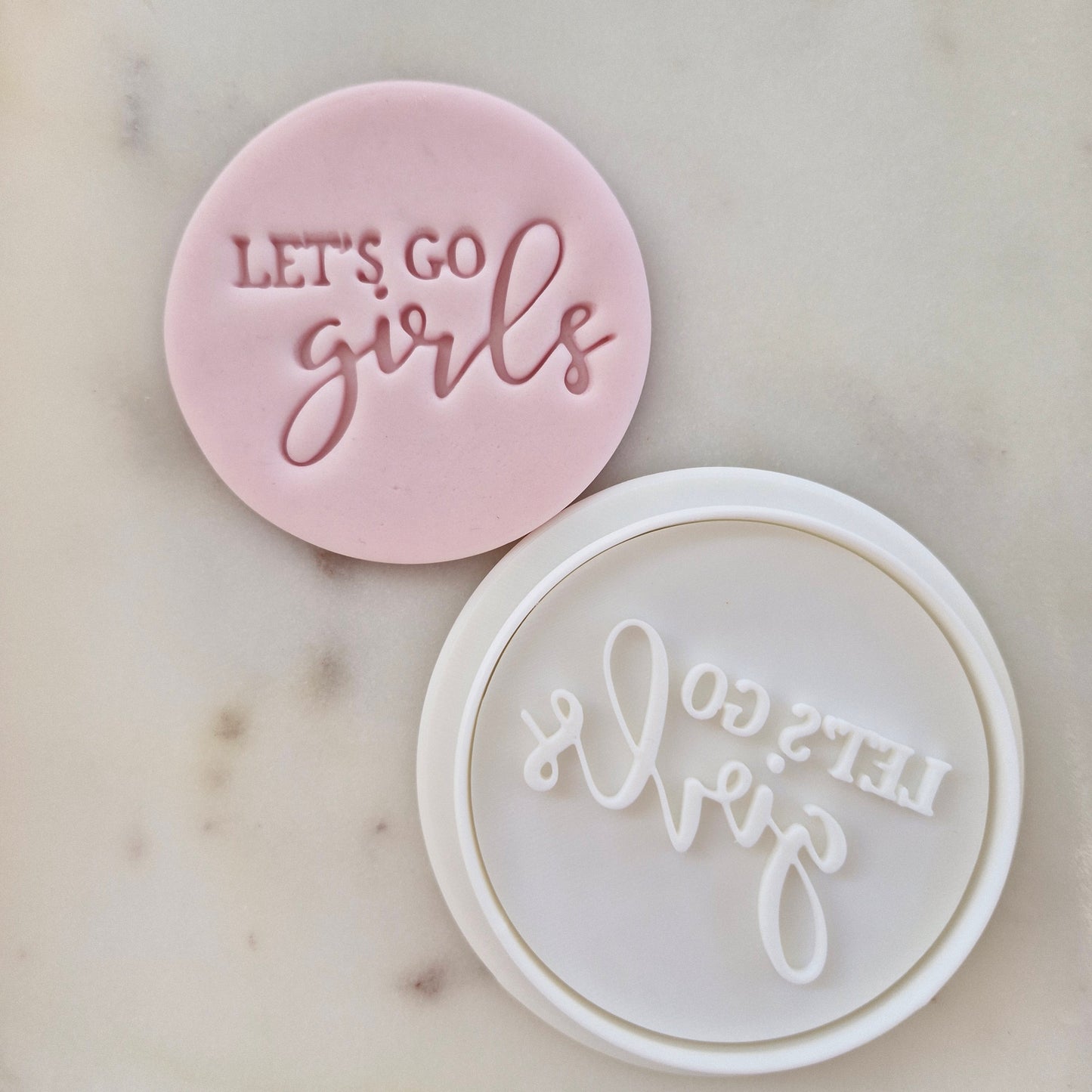 Let's Go Girls Circle Cookie Cutter and Stamp zoomed out