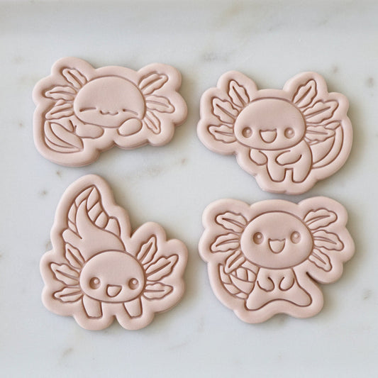 Axolotl Set Cookie Cutter and Stamp set