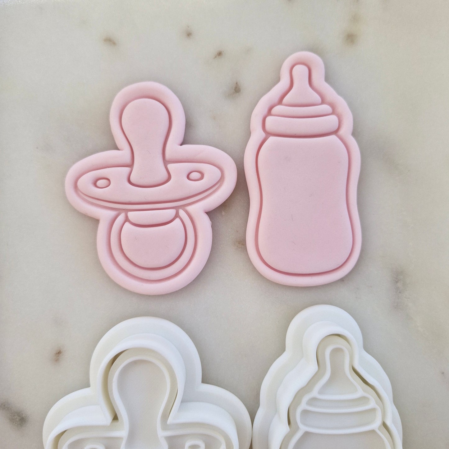 Baby Bottle and Pacifier Set Cookie Cutter and Stamp set of 2
