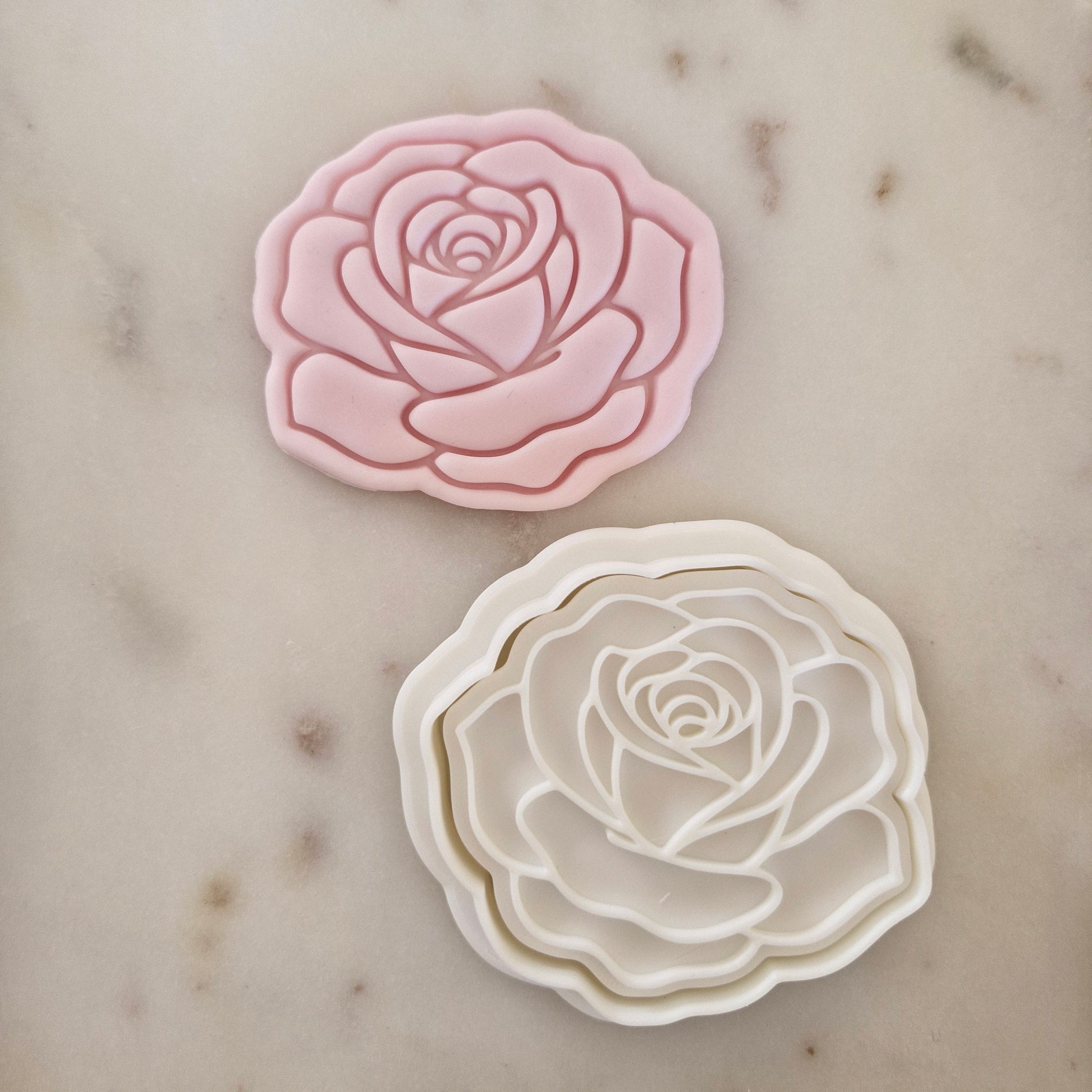 Blooming Rose Cookie Cutter and Stamp zoomed out