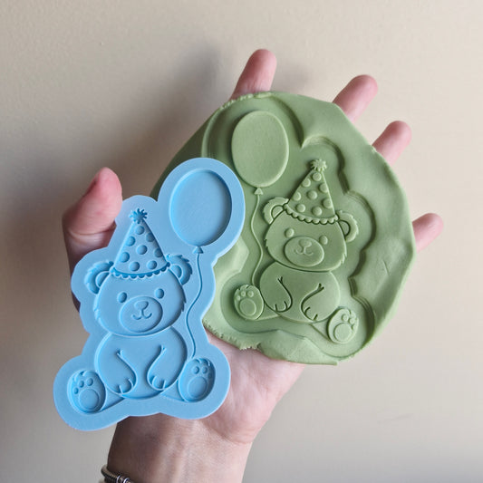 Birthday Bear with Balloon, Cookie Cutter and Stamp