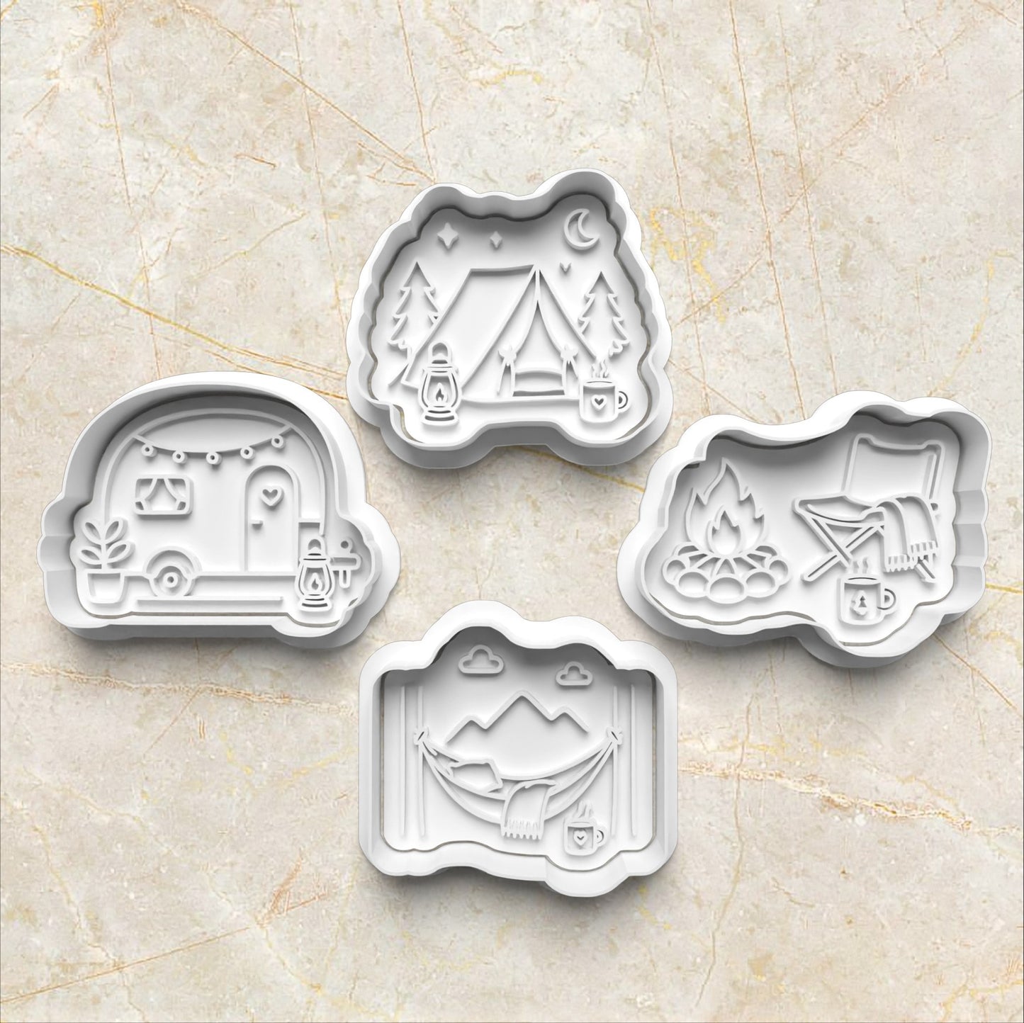 Cozy Camping Set Cookie Cutter and Stamp set of 4