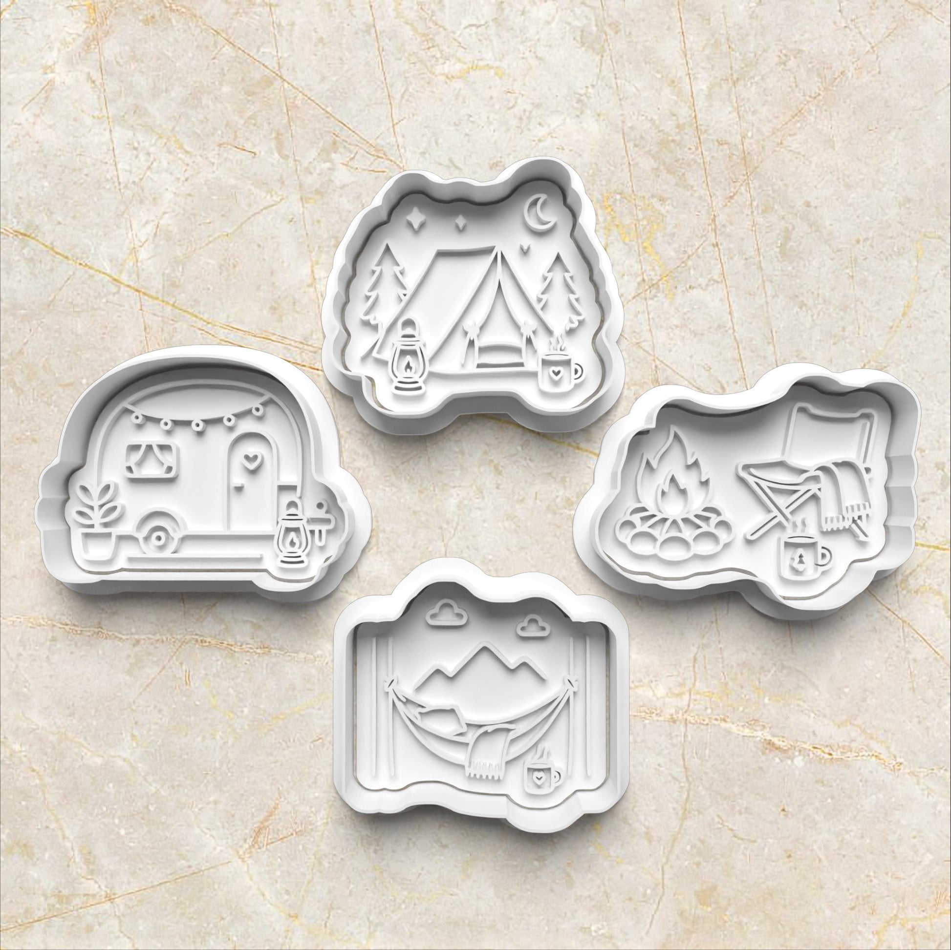Cozy Camping Set Cookie Cutter and Stamp set of 4