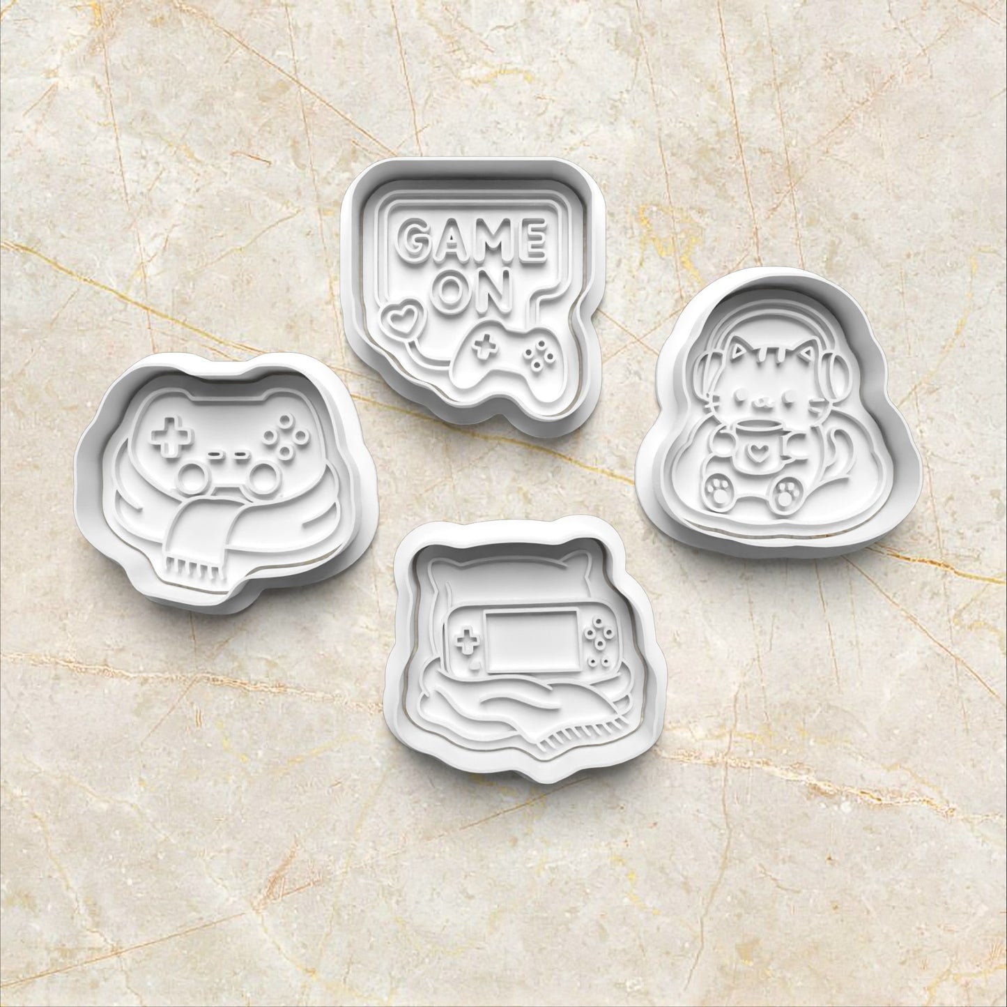Cozy Gaming Set Cookie Cutter and Stamp set of 4