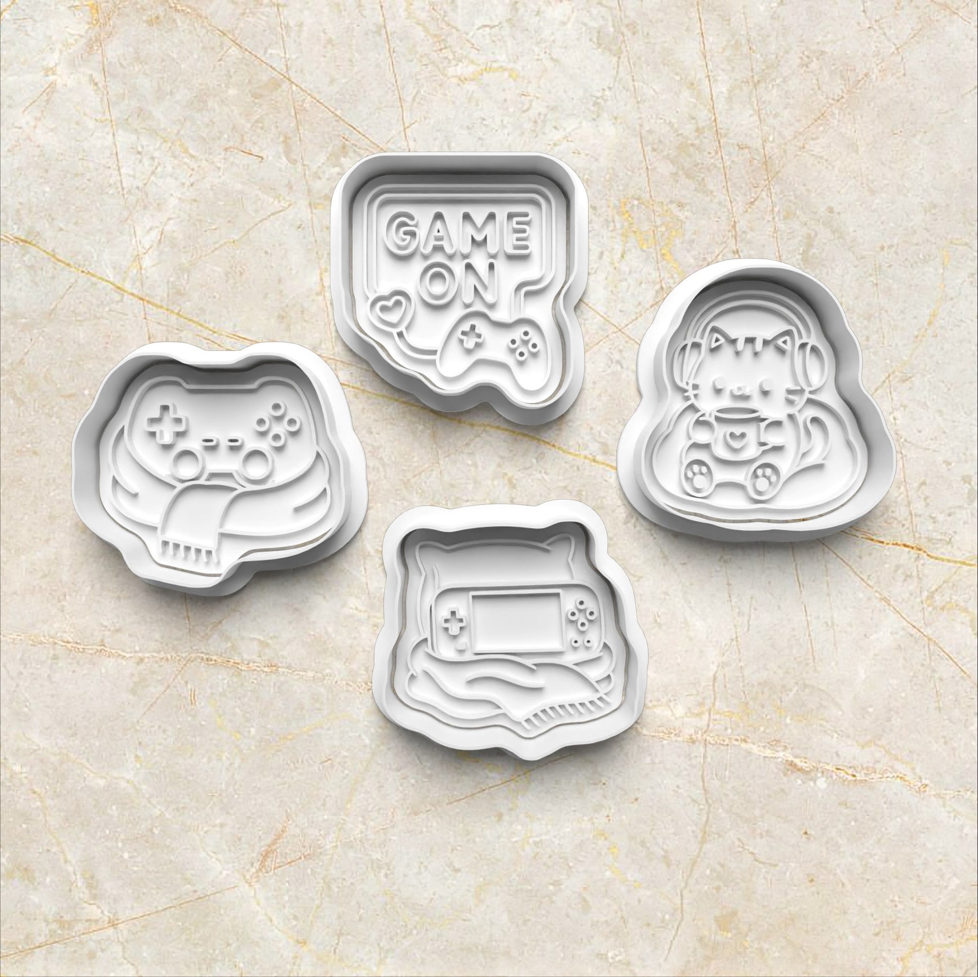 Cozy Gaming Set Cookie Cutter and Stamp set of 4