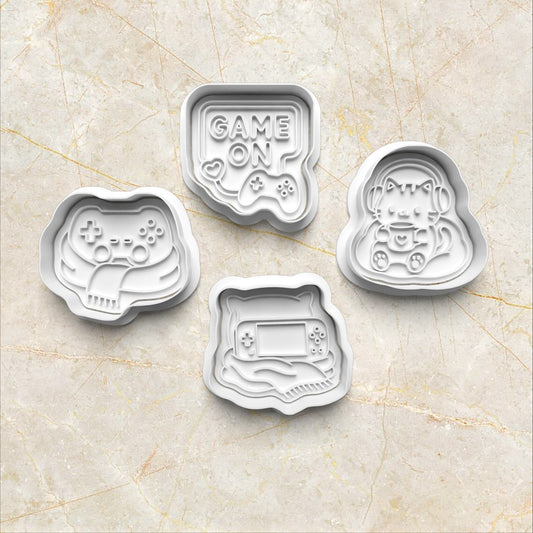 Cozy Gaming Set Cookie Cutter and Stamp set of 4