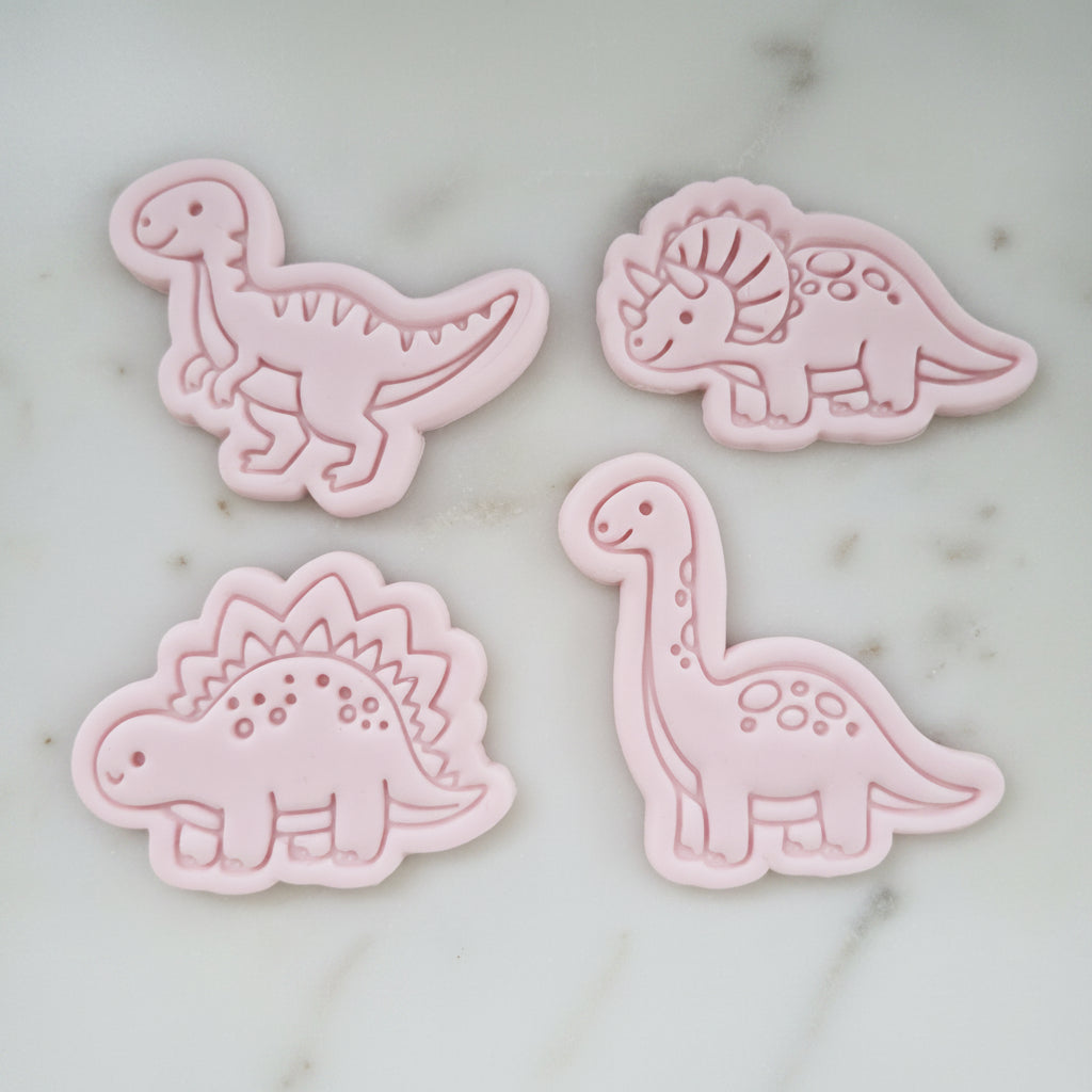 Dinosaur Set Cookie Cutter and Stamp set of 4