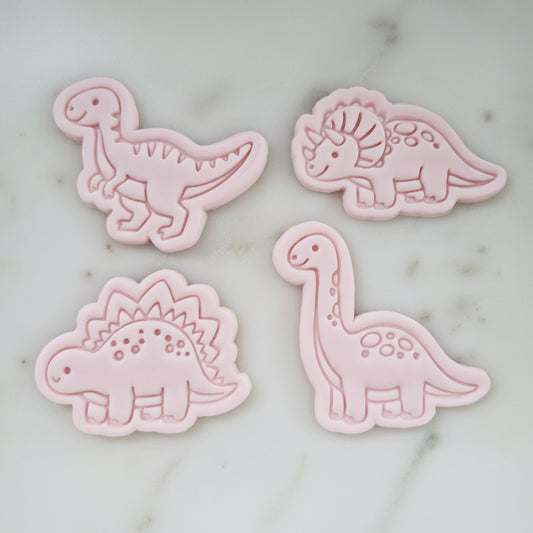 Dinosaur Set Cookie Cutter and Stamp set of 4