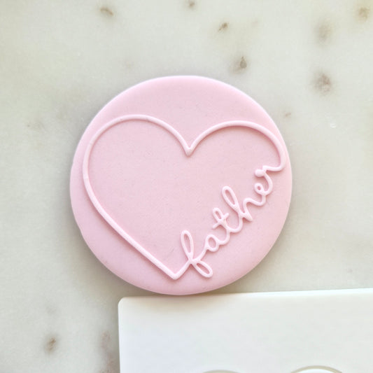Father's Day Heart Cookie Deboss Plate zoomed in on the fondant 