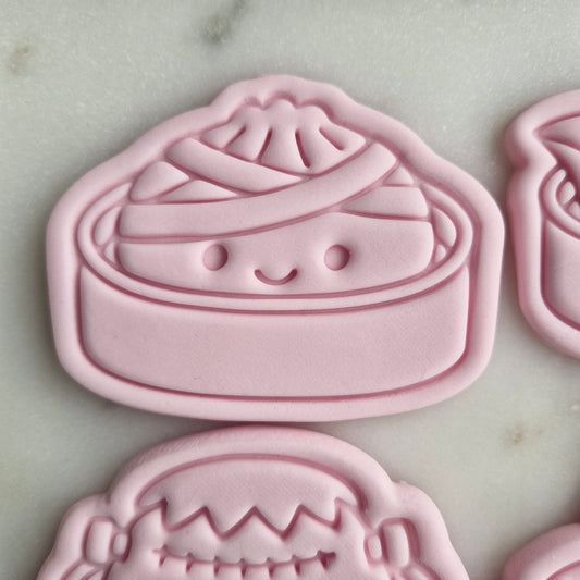Halloween Dumplings Set Cookie Cutter and Stamp mummy Halloween Mummy Dumpling Cookie Cutter and Stamp