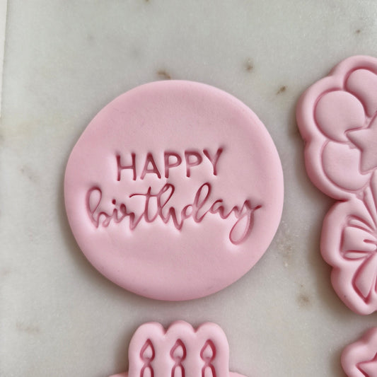 Happy Birthday Cookie Cutter and Stamp zoomed in