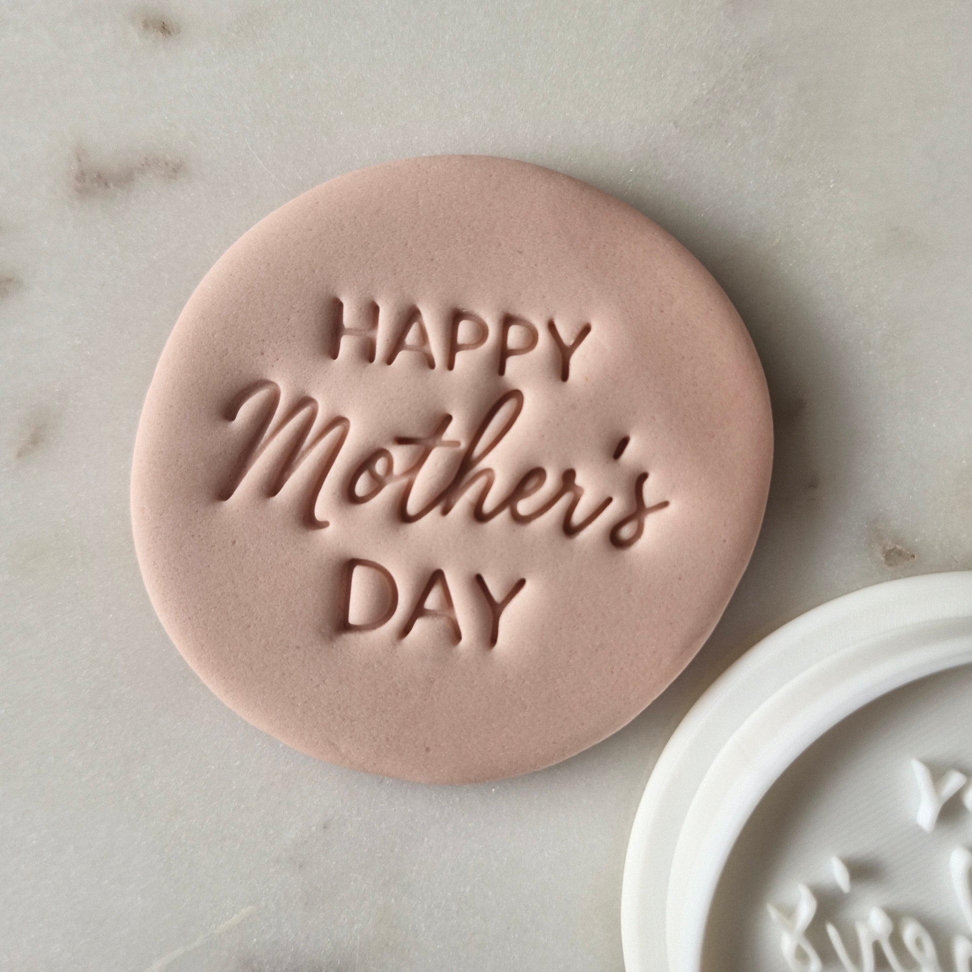 Happy Mother's Day Cookie Cutter and Stamp zoomed in 