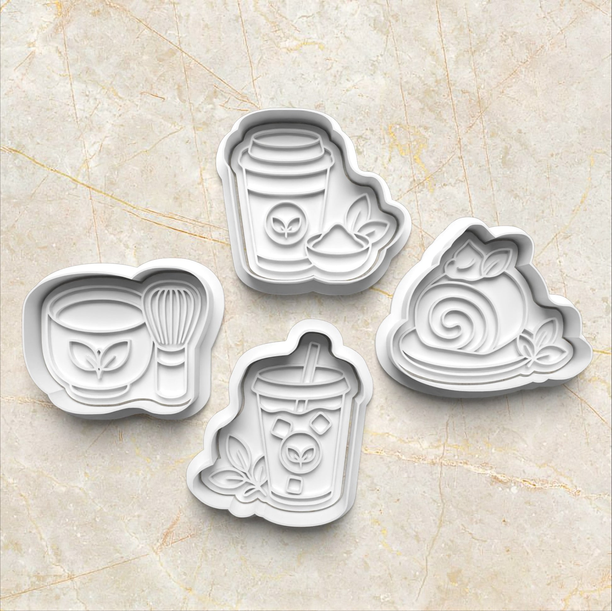 Matcha Set Cookie Cutter and Stamp set