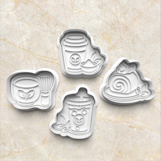 Matcha Set Cookie Cutter and Stamp set
