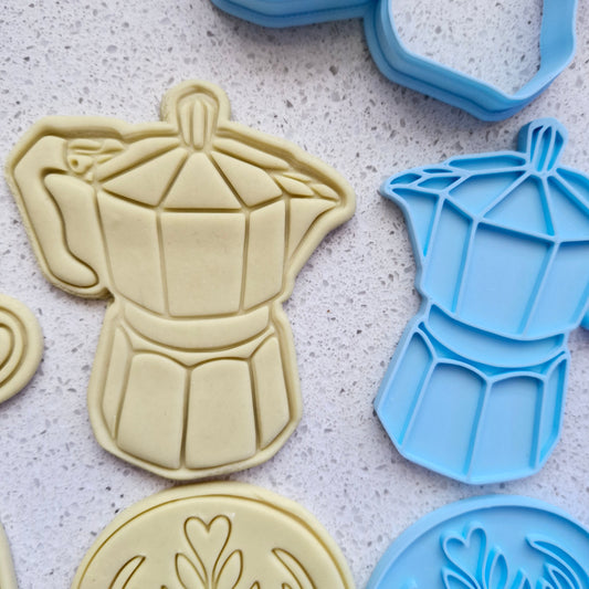 Coffee Moka Pot, Cookie Cutter and Stamp