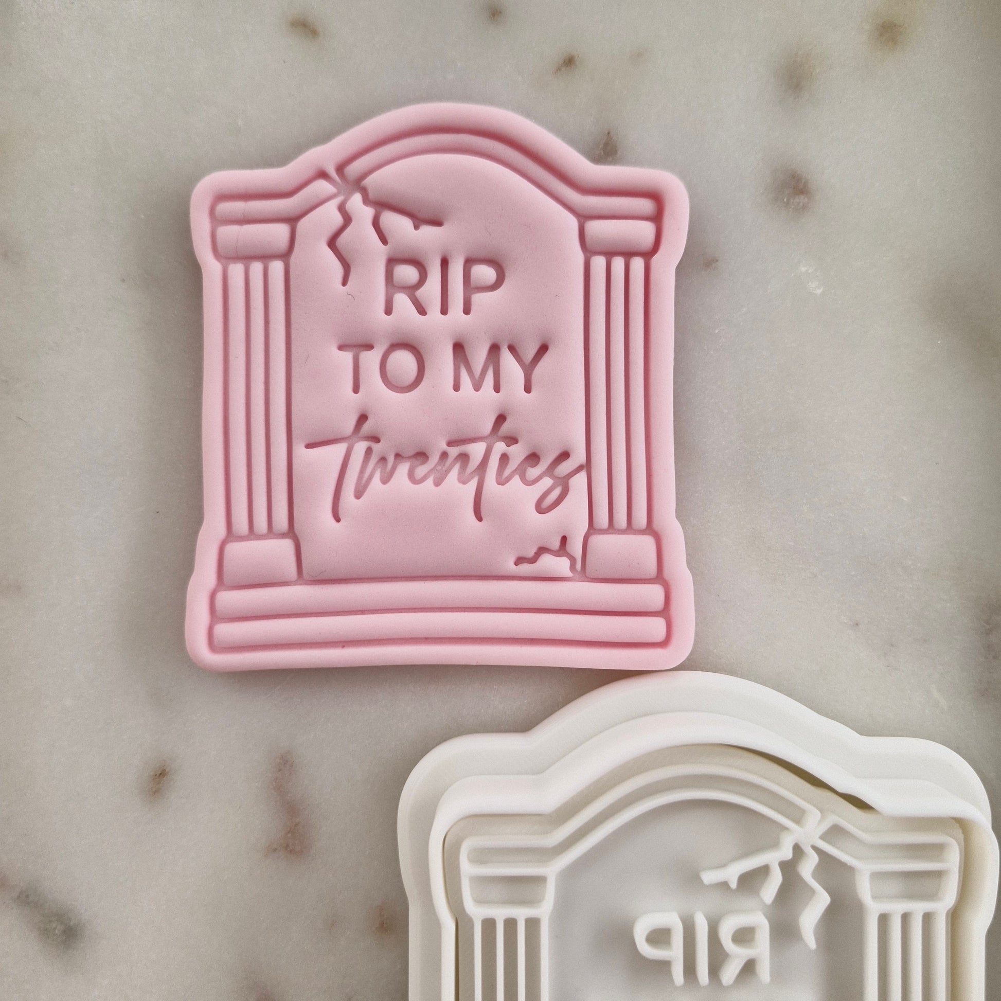 Rip To My Twenties Cookie Cutter and Stamp zoomed in